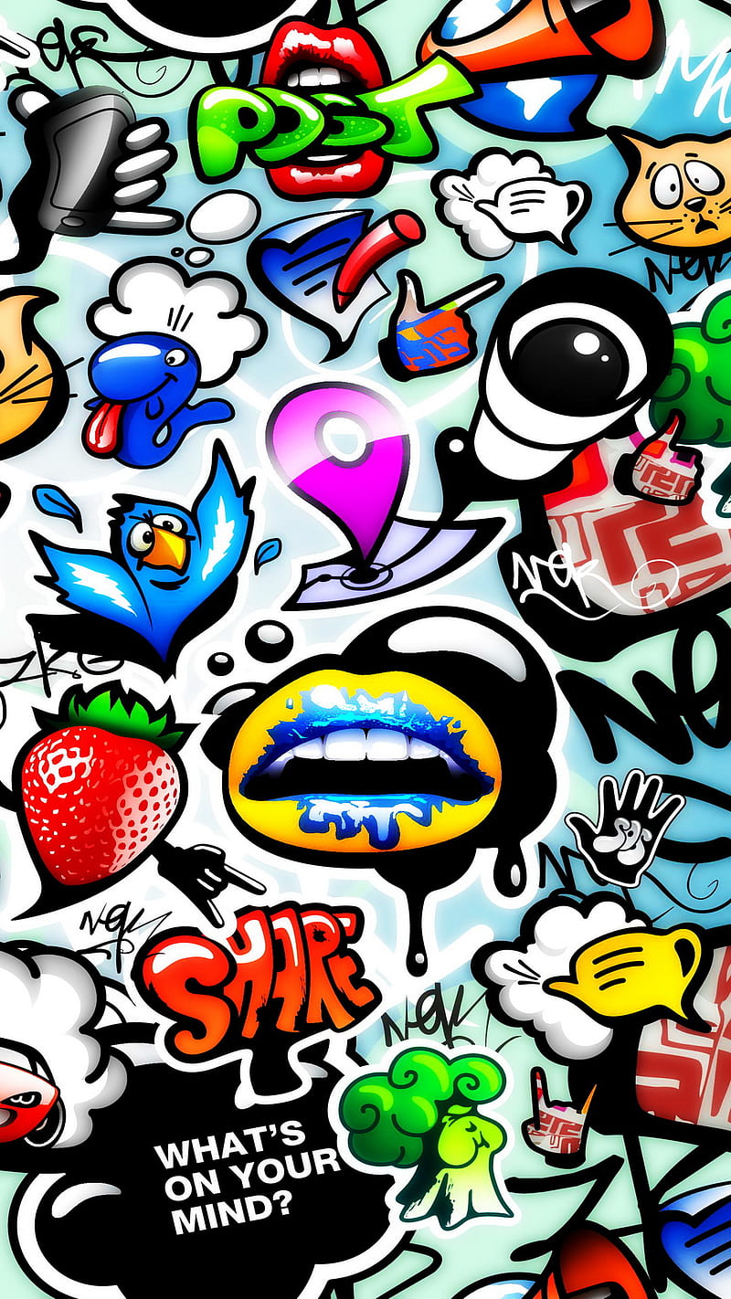 Graffiti, art, cartoon, comic, HD phone wallpaper