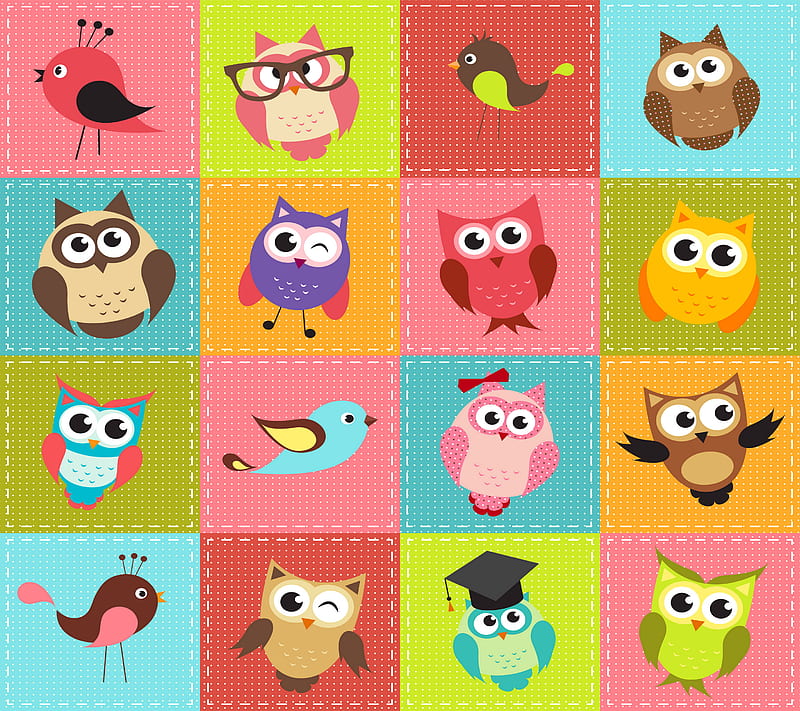 Owls Pattern, abstract, art, desenho, vector cartoon, HD wallpaper