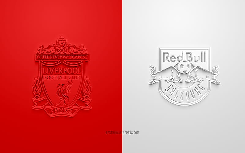 Liverpool vs FC Red Bull Salzburg, Champions League, 2019, promo, football match, Group E, UEFA, Europe, Liverpool FC, FC Red Bull Salzburg, 3d art, 3d logo, HD wallpaper