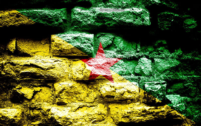 French Guiana flag, grunge brick texture, Flag of French Guiana, flag on brick wall, French Guiana, Europe, flags of North America countries, HD wallpaper