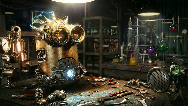 Minions Robot Steampunk, minions, movies, artist, artstation, HD wallpaper