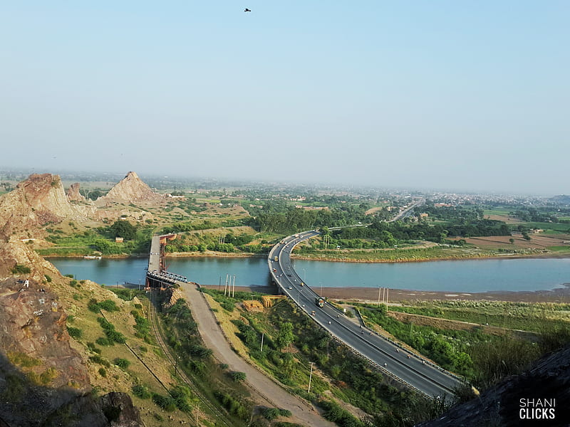 Chiniot, bridge, track, river, mountain, nature, new, love, awesome, letest, HD wallpaper
