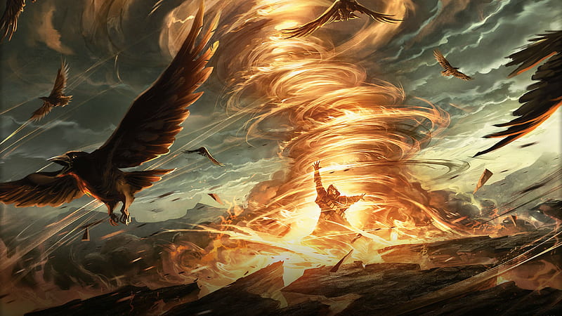 Fire Tornado Fantasy Art Magic The Gathering, HD wallpaper