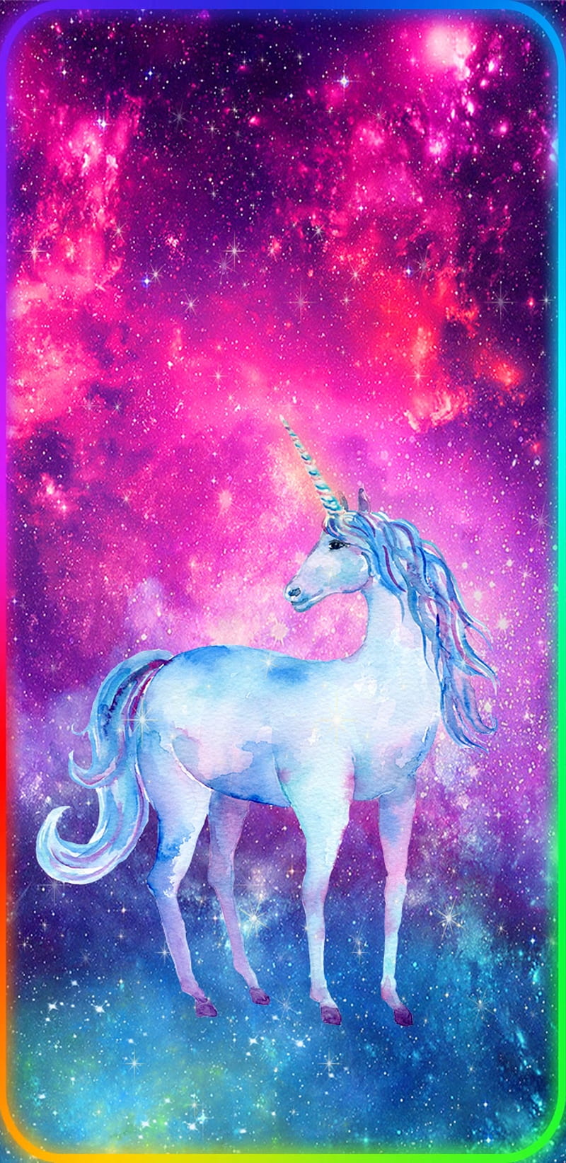 Galaxy Unicorn , universe, colourful, rainbow, pretty, girly, HD phone wall...