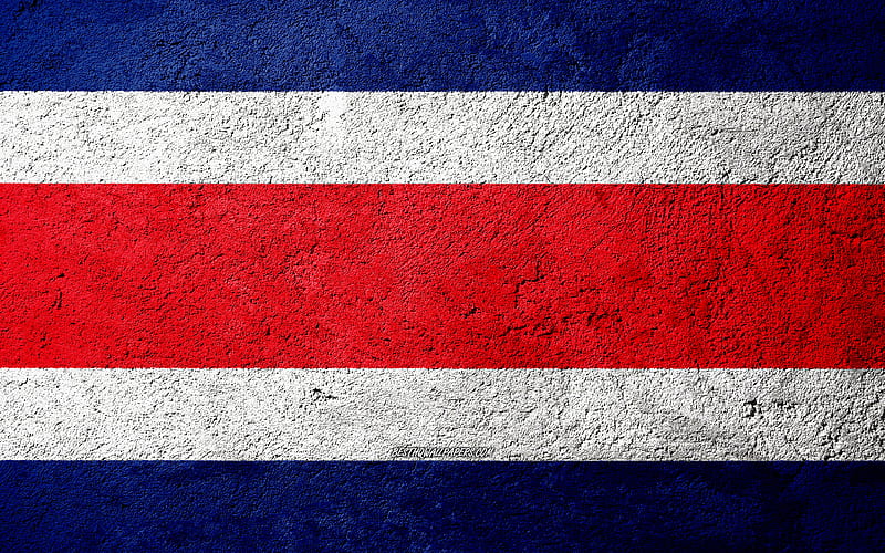 Flag of Costa Rica, concrete texture, stone background, Costa Rica flag, North America, Costa Rica, flags on stone, HD wallpaper
