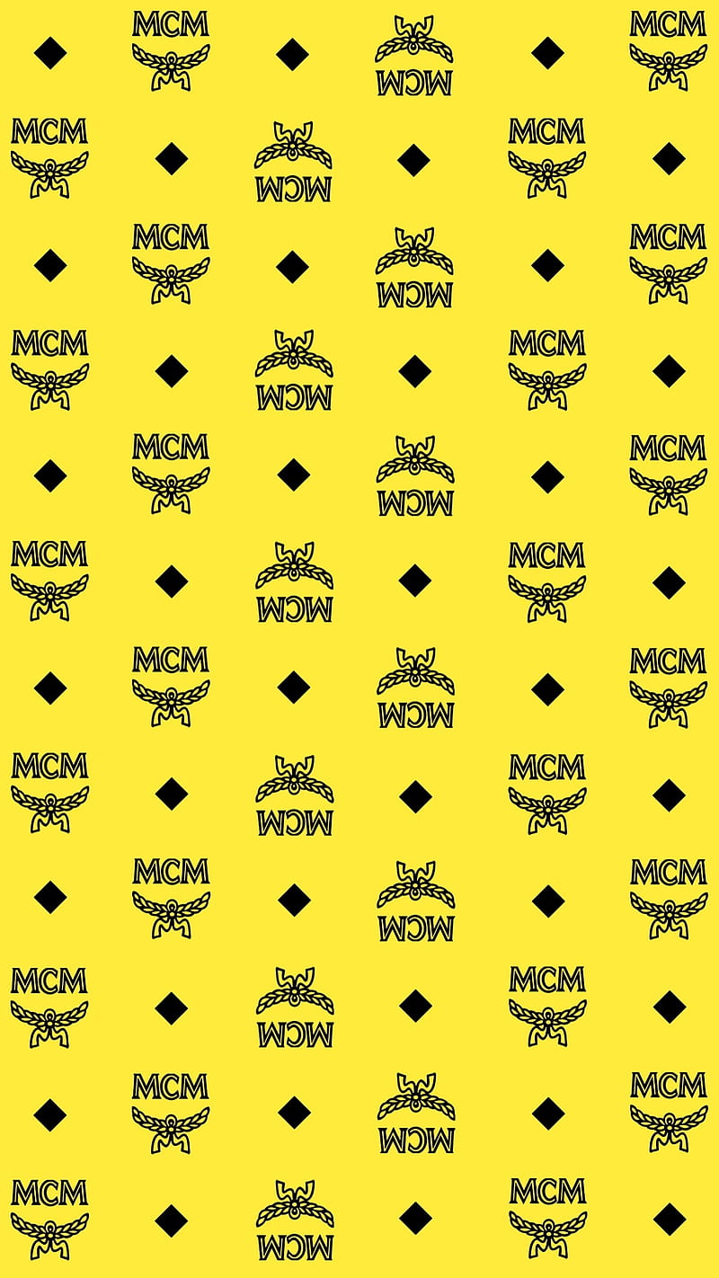 Yellow MCM, monogram, designer brand, HD phone wallpaper