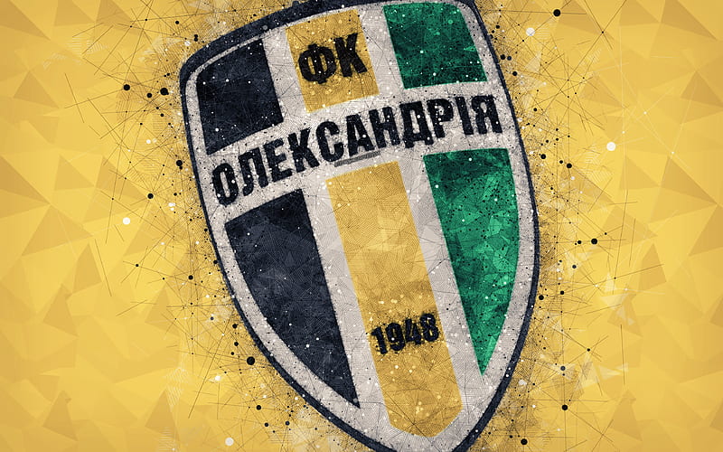 FC Oleksandriya logo, geometric art, Ukrainian football club, yellow background, emblem, Ukrainian Premier League, Oleksandriya, Ukraine, football, HD wallpaper