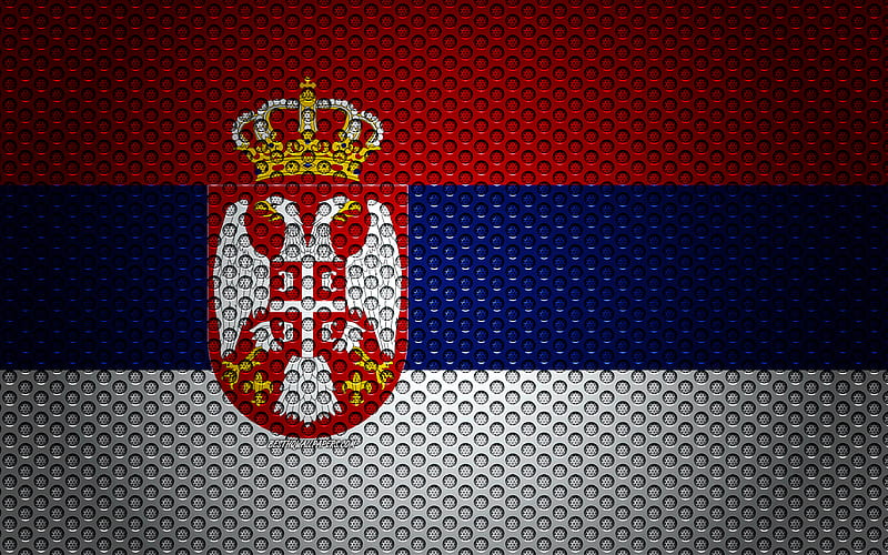 Flag of Serbia creative art, metal mesh texture, Serbian flag, national symbol, Serbia, Europe, flags of European countries, HD wallpaper