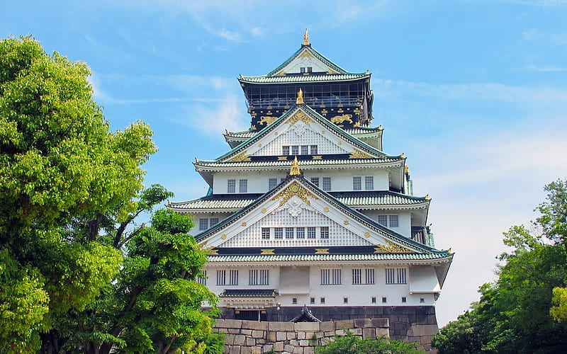 Osaka Castle, Japanese castle, Osaka, japan, samurai castle, asian style, azuchi momoyama period, HD wallpaper