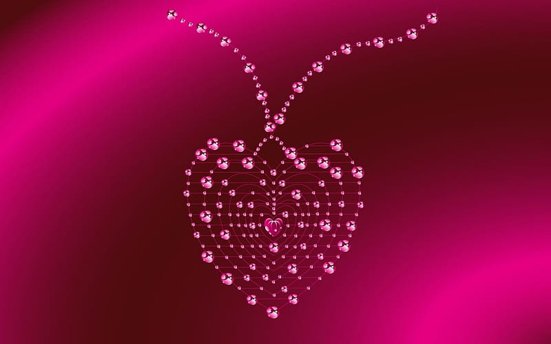 My Love Locket, chain, 3d, love, heart, abstract, pink, HD wallpaper