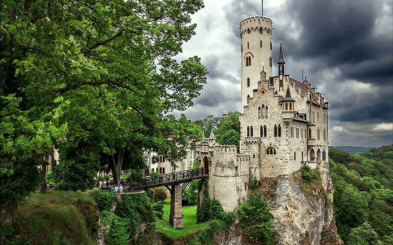 Lichtenstein Castle, Germany, Cliff, Castle, Germany, Medieval, HD wallpaper