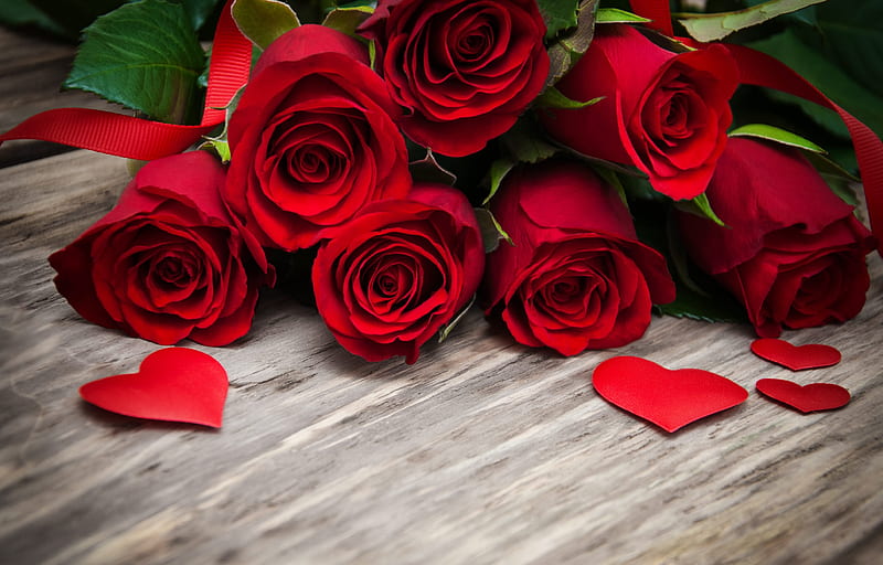 Rosas rojas, amor, rojo, rosas, corazón, flores, Fondo de pantalla HD