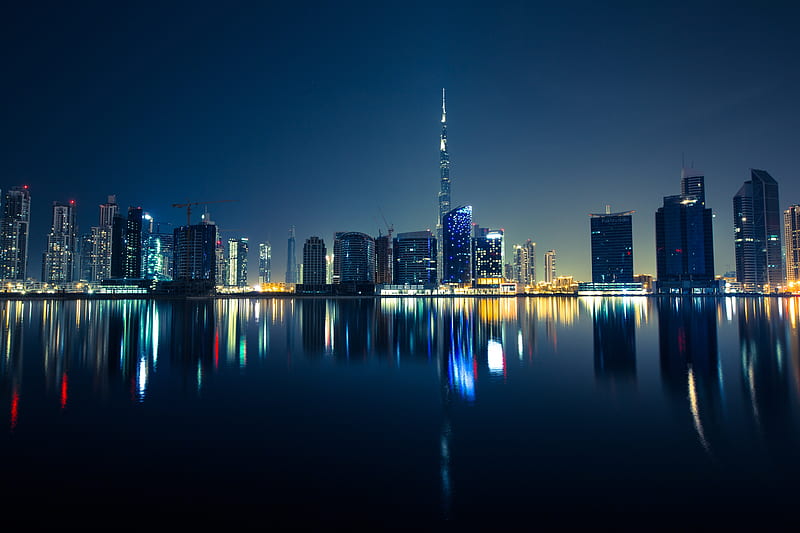 Dubai Skyscrapers Emirates UAE Night , dubai, skyscraper, world, night, HD wallpaper