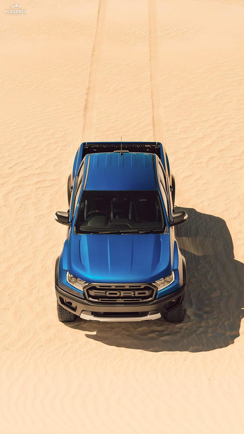 Ford Ranger Raptor , badge, blue, car, desert, ford ranger, raptor, uk, HD phone wallpaper