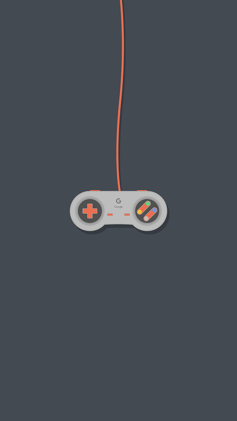 Google Controller, 2018, control, flat, game, logo, minimal, minimalist, orange, HD phone wallpaper