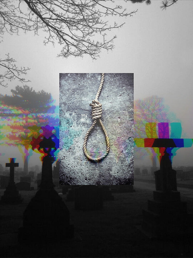 Graveyard noose, death, glitch, mist, sad, HD phone wallpaper