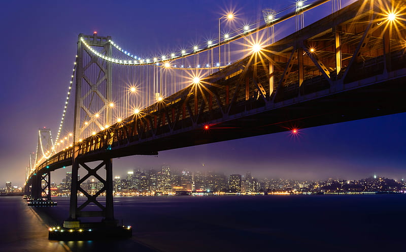 San Francisco Oakland Bay Bridge, Lights, Fog Ultra, City, Landscape, graphy, California, Cityscape, san francisco, Wonderful, long exposure, bay bridge, Bay Area, blue hour, d600, landscapegraphy, bay lights, HD wallpaper