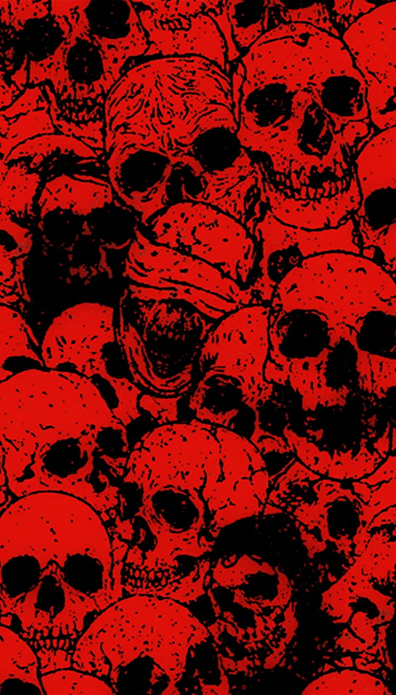 Red Skulls, skull, skins, camo, death, gothic, r3d, red skull, HD phone wallpaper