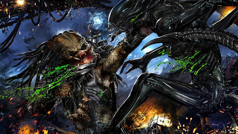 Alien Vs Predator, predator, Alien, movie, Comic, HD wallpaper