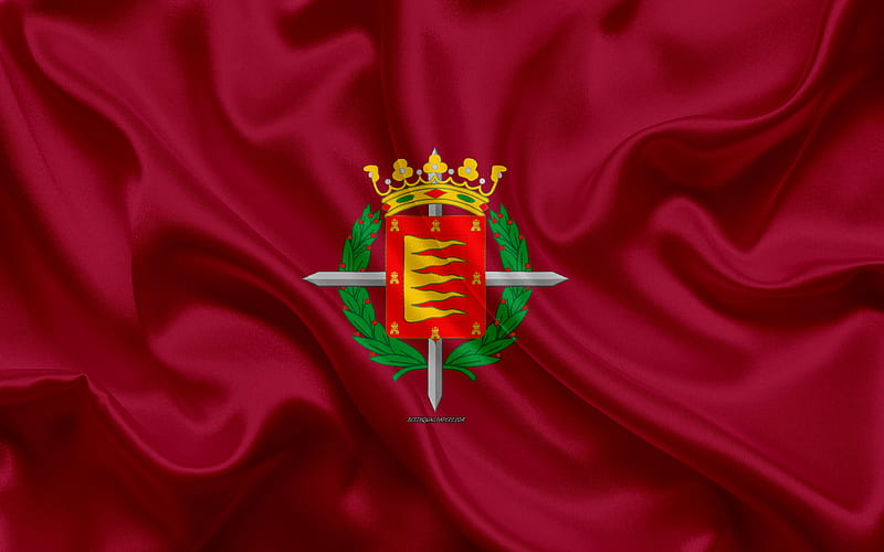 Flag of Valladolid silk texture, Spanish city, burgundy silk flag, Valladolid flag, Spain, art, Europe, Valladolid, HD wallpaper