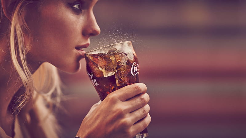 Beauty, model, woman, glass, add, girl, hand, coca cola, commercial, face, HD wallpaper