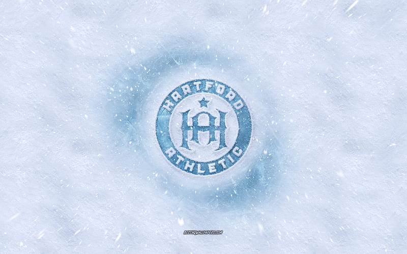 Hartford Athletic logo, American soccer club, winter concepts, USL, Hartford Athletic ice logo, snow texture, Hartford, Connecticut, USA, snow background, Hartford Athletic, soccer, HD wallpaper