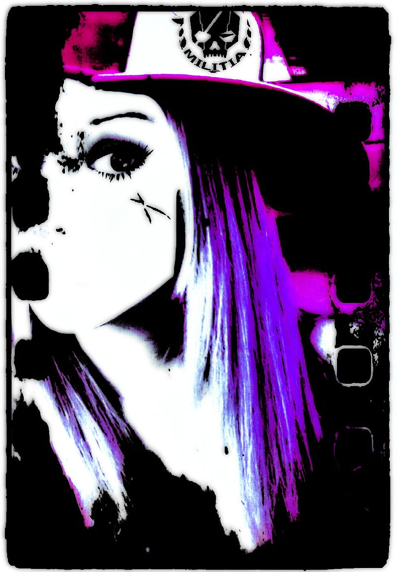 Cyborg04, art, black, gangsta, gangster, girl, purple, HD phone wallpaper