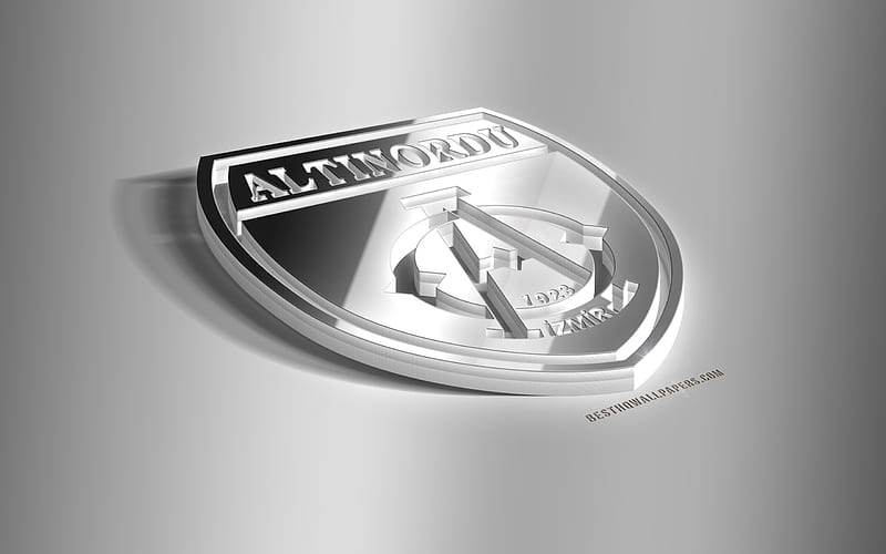 Altinordu, 3D steel logo, Turkish football club, 3D emblem, Izmir, Turkey, TFF First League, 1 Lig, Altinordu FC metal emblem, football, creative 3d art, HD wallpaper