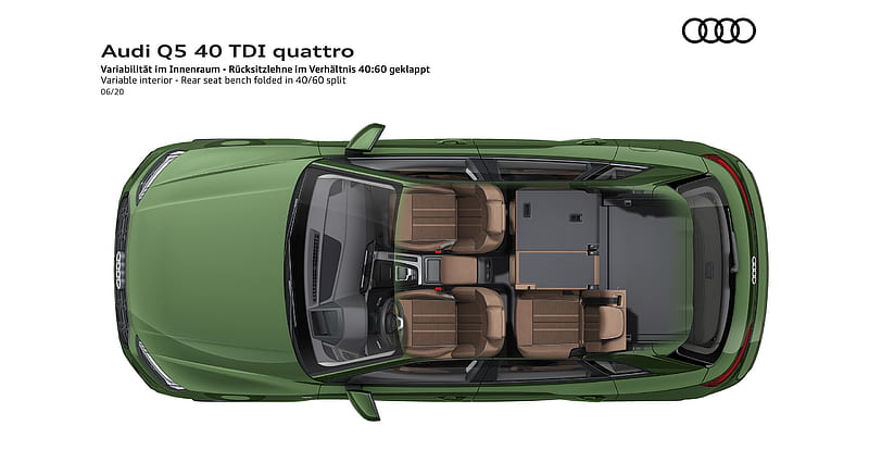 2021 Audi Q5 - Variable interior - Rear seat bench folded in 40/60 split , car, HD wallpaper