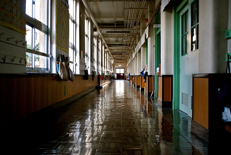 empty building hallway, HD wallpaper