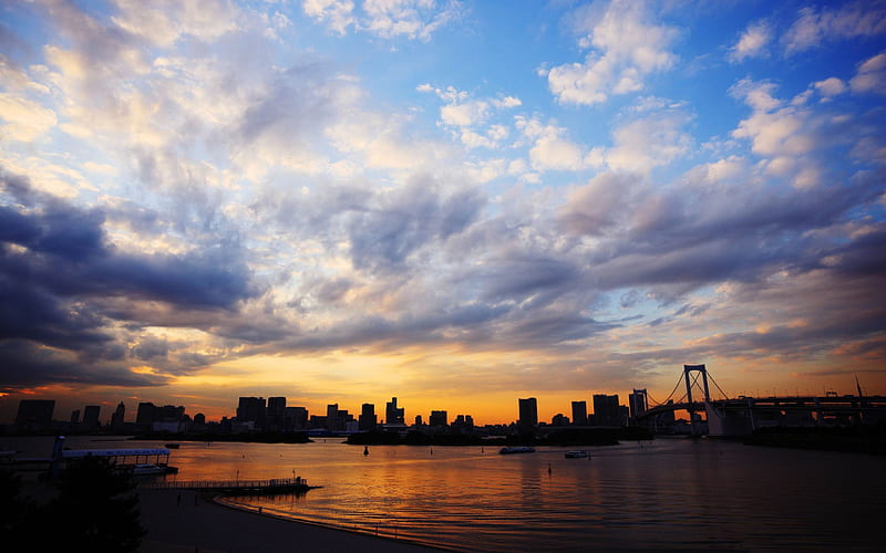 tokyo city sunset-Japan Landscape, HD wallpaper