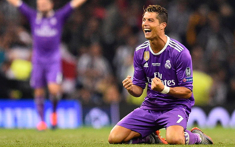 Cristiano Ronaldo, Real Madrid, CR7, purple football uniform, Spain, La Liga, football, HD wallpaper