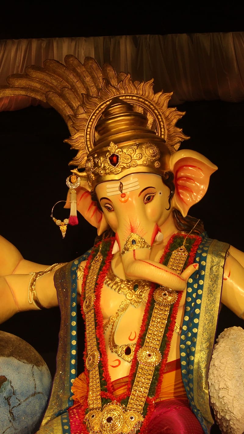 Ganesh Ji Ke, Mumbaicha Raja, lord, god, HD phone wallpaper