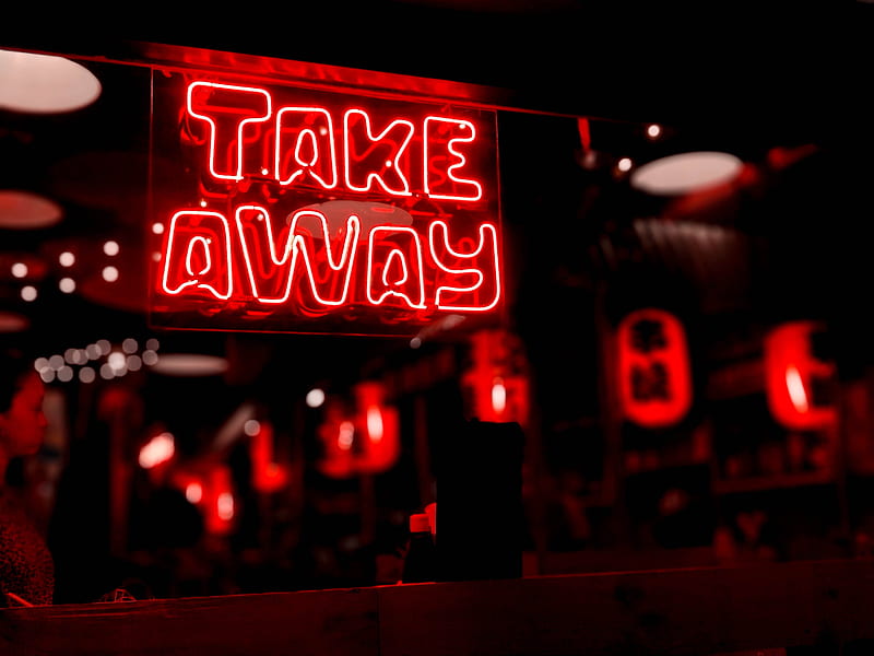 neon, text, sign, red, glow, HD wallpaper