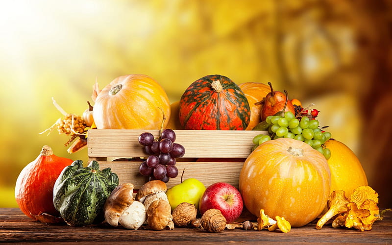 * Autumn harvest *, nature, vegetables, fresh, fruits, HD wallpaper