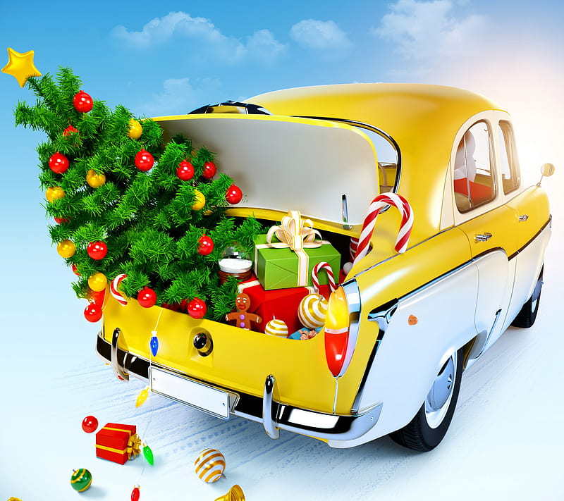 Home For Christmas, car decoration, cjristmas, gifts, season, HD wallpaper