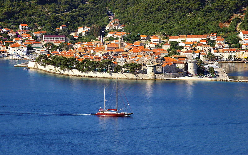 Korcula Croatia, Scenery, city, Korcula, Croatia, Travel, HD wallpaper