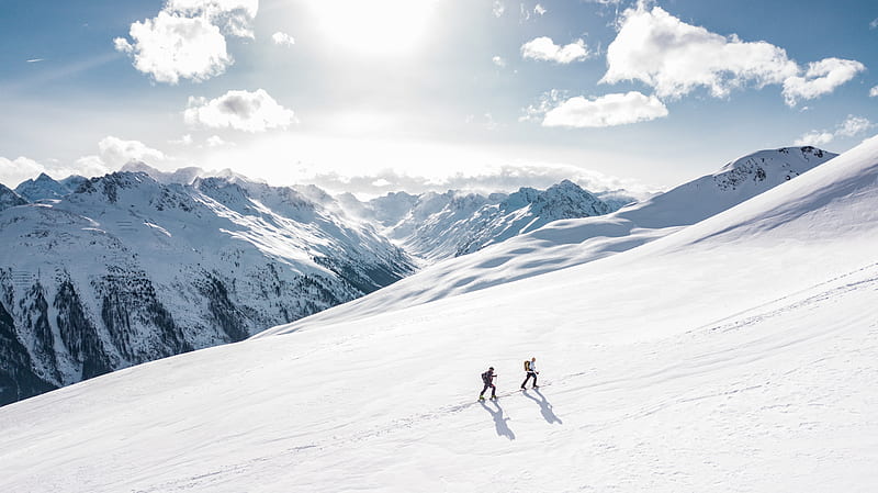 Two Man Hiking on Snow Mountain, HD wallpaper