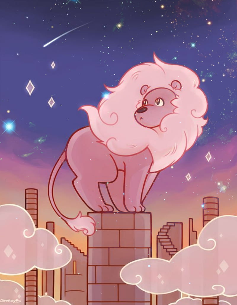 Steven universe lion, cartoon, cute, space, steven universe, tiger, HD phone wallpaper
