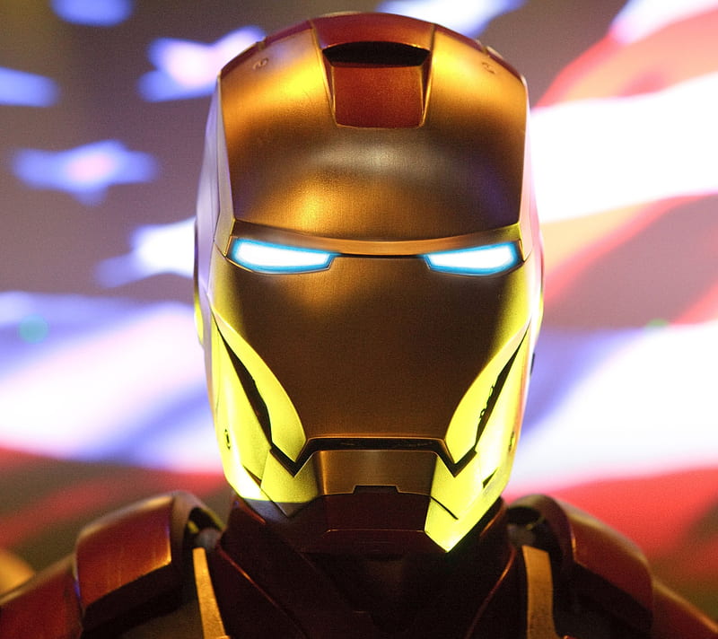 Ironman, america, blue, gold, marvel, red, superhero, usa, white, HD wallpaper