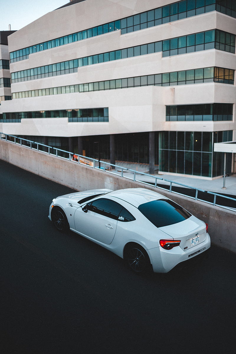 toyota, car, sports car, side view, white, building, HD phone wallpaper