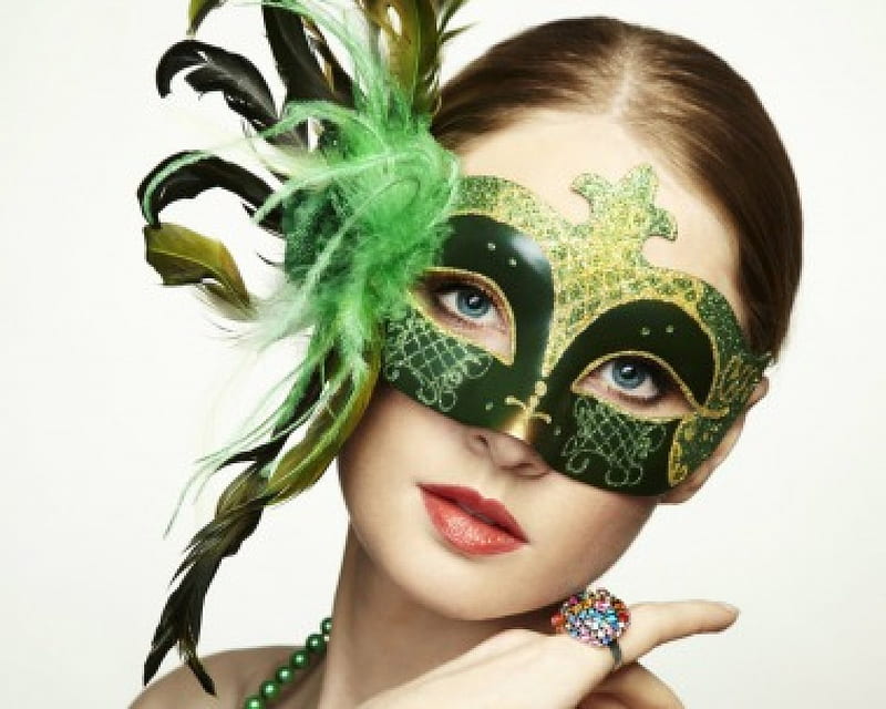 Masquerade, party, woman, mask, HD wallpaper