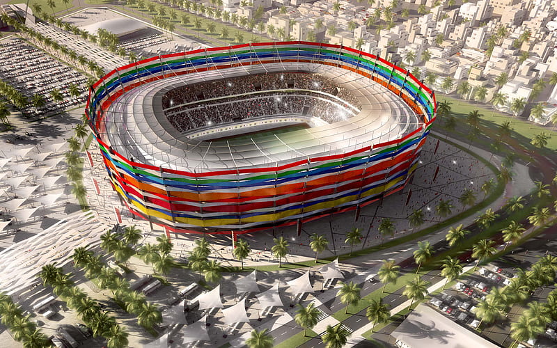 2022 Qatar, Al Khor Stadium, 2022 FIFA World Cup, modern football stadium, sports arena, Qatar, HD wallpaper