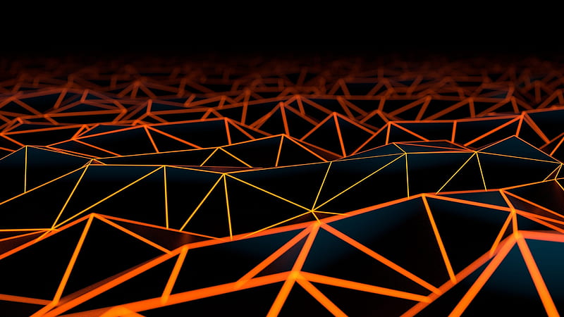 low poly hills, orange, blurry, Abstract, HD wallpaper