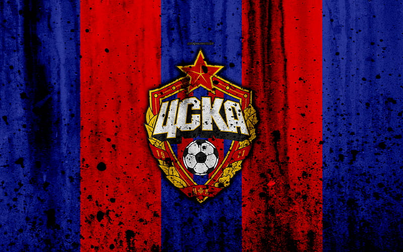 FC CSKA Moscow, grunge, Russian Premier League, art, soccer, football club, Russia, CSKA Moscow, logo, CSKA, stone texture, CSKA Moscow FC, HD wallpaper
