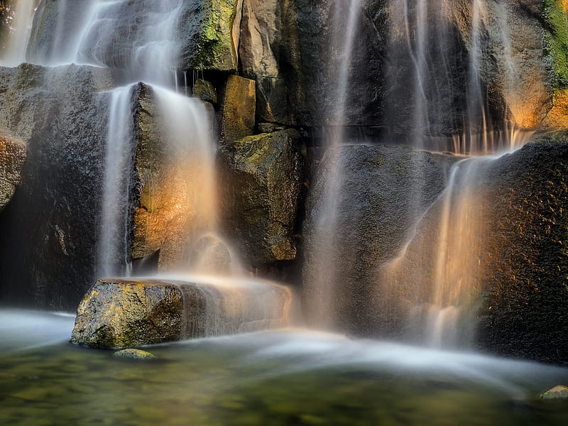 waterfall, rocks, stones, water, HD wallpaper
