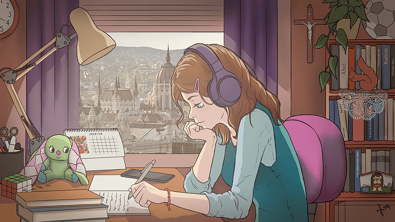 Lofi Girl, Anime Girl Studying, HD wallpaper