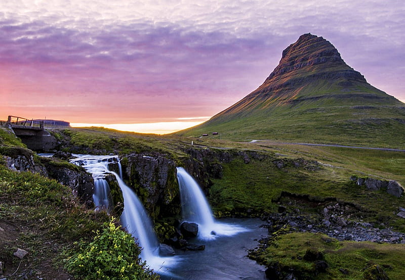Kirkjufell mountain, cool, waterfall, nature, fun, HD wallpaper