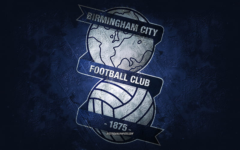 Birmingham City FC, English football team, blue background, Birmingham City FC logo, grunge art, EFL Championship, Birmingham, football, England, Birmingham City FC emblem, HD wallpaper