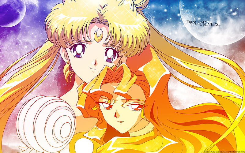 Sailor Moon and Galaxia, serenity, anime, sailor moon, galaxy, usagi, HD wallpaper